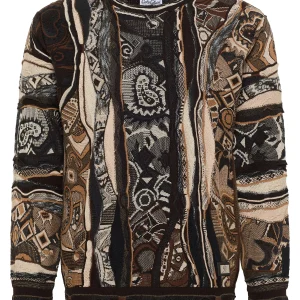 Carlo Colucci trui met ronde hals Bruin Maat-XS