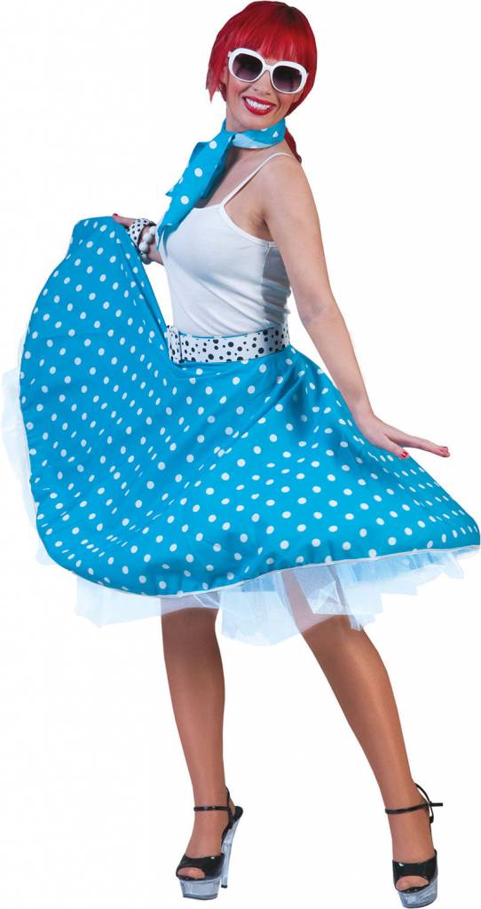 Rock & roll rok en shawl blauw-wit - Afbeelding 3