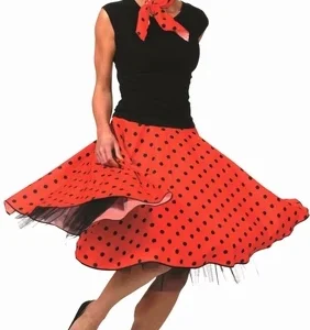 Rock & roll rok en shawl rood-zwart