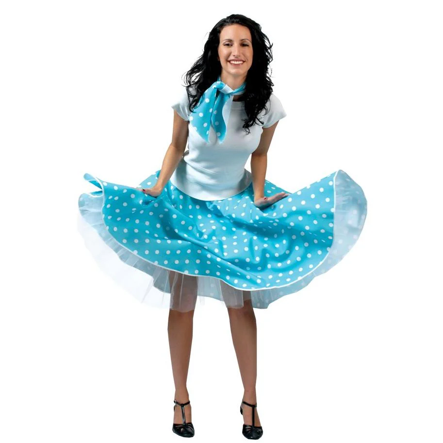 Rock & roll rok en shawl blauw-wit - Afbeelding 2