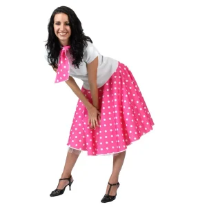 Rock & roll rok en shawl roze-wit