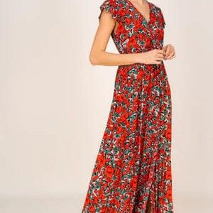 Rode Bloemen Maxi Jurk