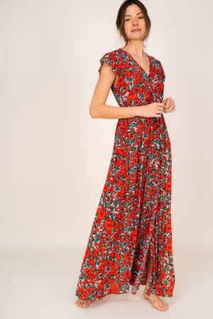Rode Bloemen Maxi Jurk - Afbeelding 2