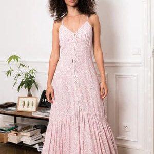 Roze Ibiza Lange Jurk met Spaghettibandjes