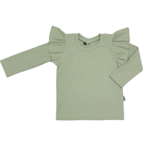 Baby en Meisjes Ruffle Shirt Rib Dusty Groen