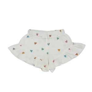 Baby en Meisjes Muslin Ruffle Short Hartjes