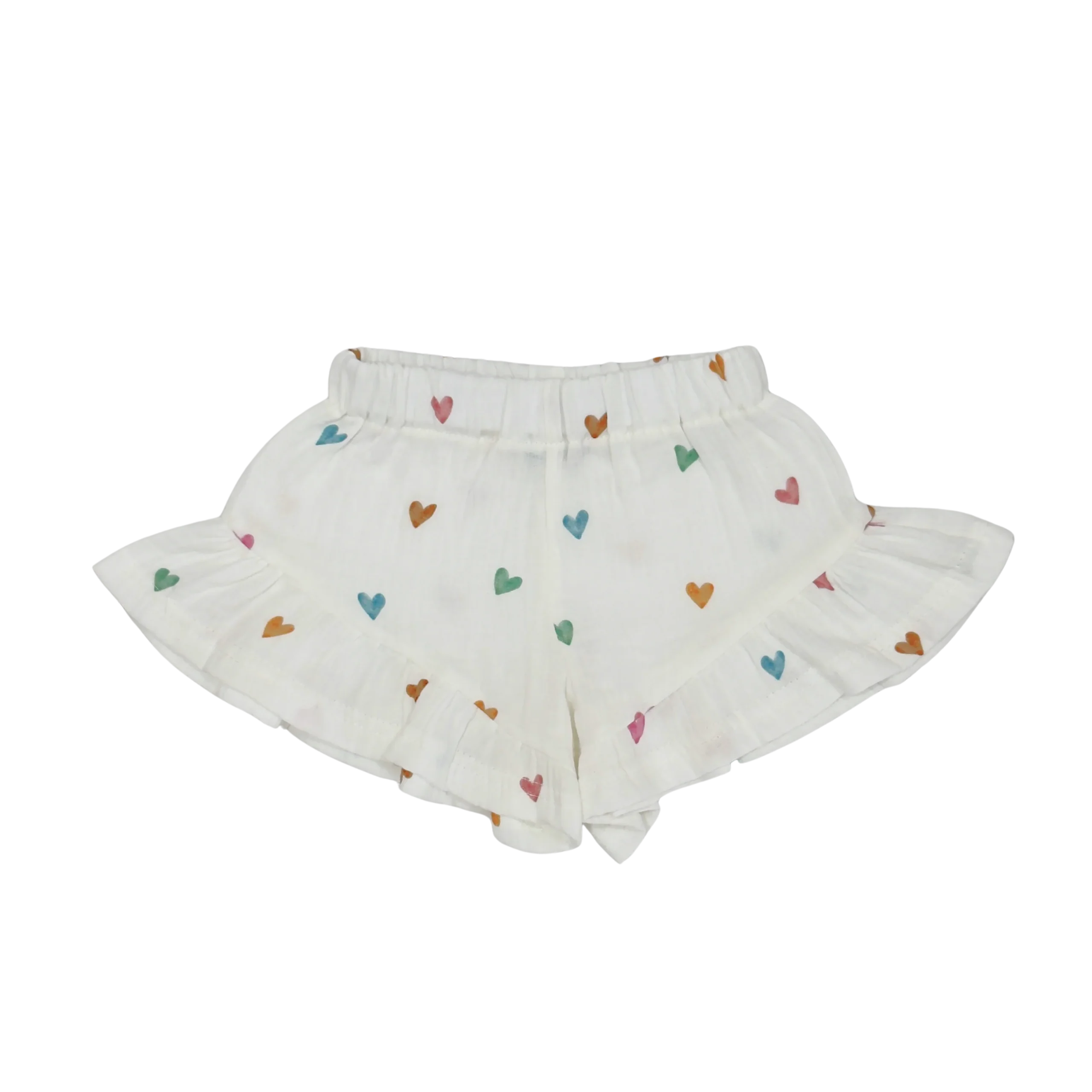 Baby en Meisjes Muslin Ruffle Short Hartjes - Afbeelding 2