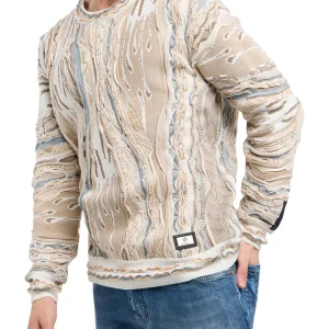 Carlo Colucci gebreide trui met 3D knit - Beige