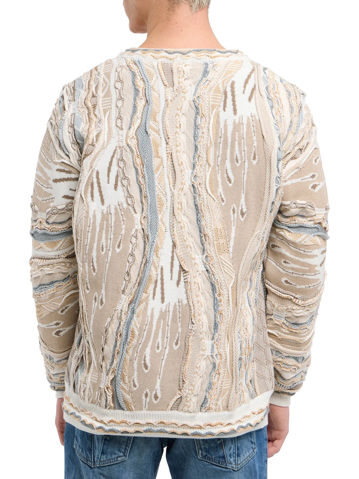 Carlo Colucci gebreide trui met 3D knit - Beige - Afbeelding 3