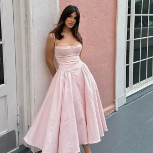 Roze Midi Jurk Met Corset Top