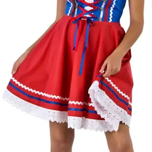 Dirndl Laura Bl-Ro-Wi 100% Katoen met Blouse