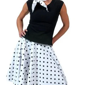 Rock & roll rok en shawl wit-zwart