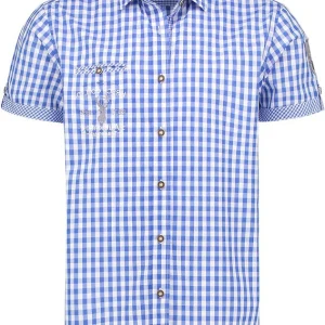 Tiroler Blouse met korte Mouw Blauw-Wit