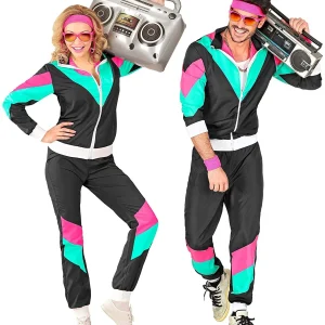 Jaren 80 Trainingspak Zwart Roze Groen