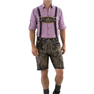 Korte Lederhose Antieklook Bruin