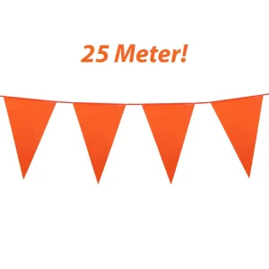Oranje vlaggenlijn 25 meter | vlaggen 20x30 cm