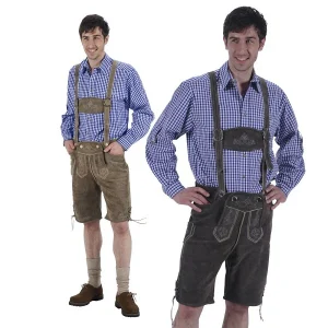 Lederhose kort "Kay" groen / beige