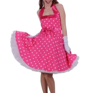 Rock and Roll jurk roze-wit