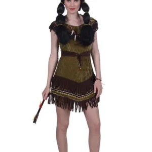 Indiaan jurk "Cheyenne" met hoofdband bruin