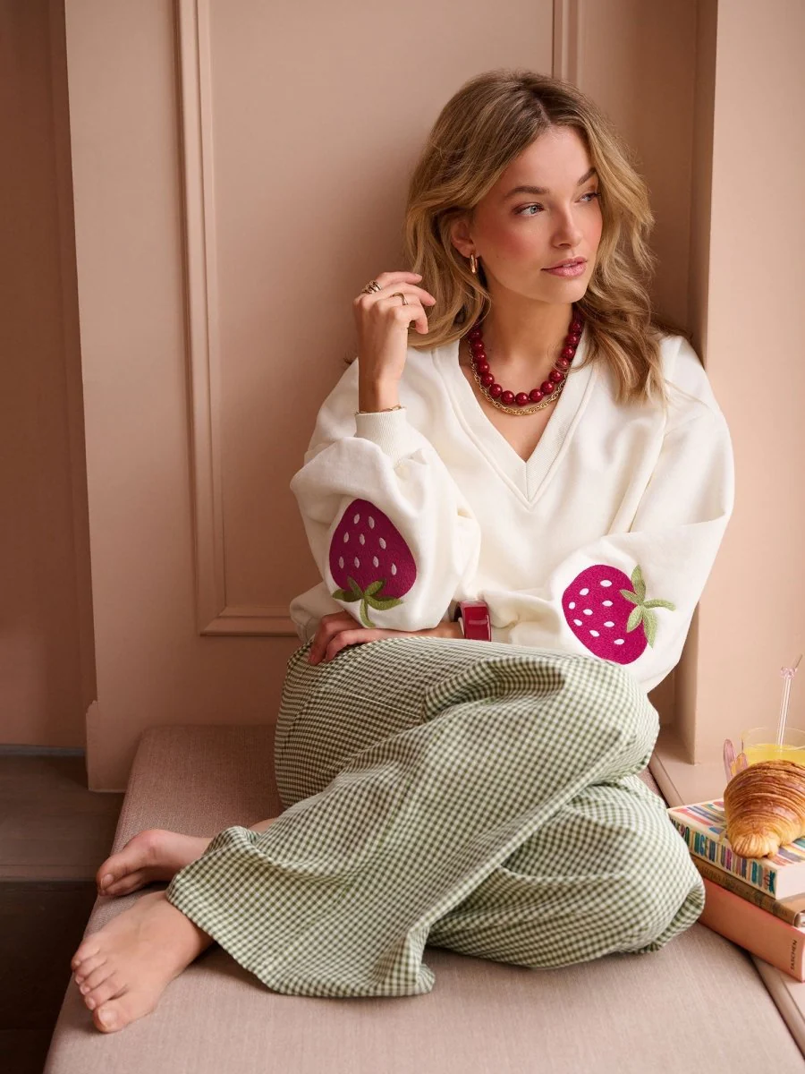 Ydence Sweater Strawberry | Ecru - Afbeelding 5