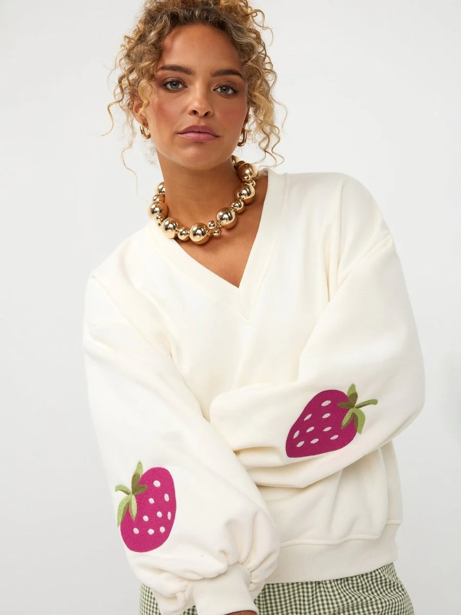 Ydence Sweater Strawberry | Ecru - Afbeelding 3