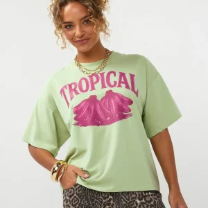 Ydence T-shirt Tropical | Groen